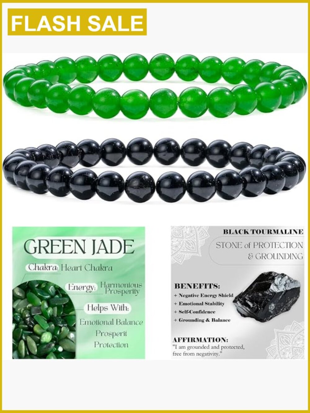Handmade Natural Crystal Stretch Bracelets Yoga Meditation Gift Set